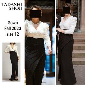 Tadashi Shoji Gorgeous Black DressGown with Ivory Lace Top  (size 12, Fall 2023)